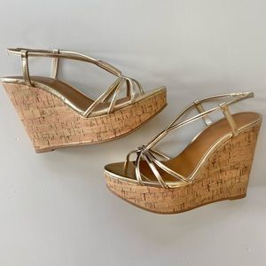 H&M gold wedge platform sandals Size 8